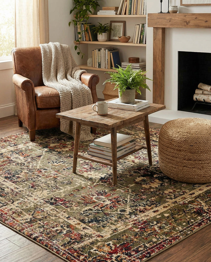 Neptune Elegance Collection Area Rug -  Galatea (Green) Square Green  lifestyle 33