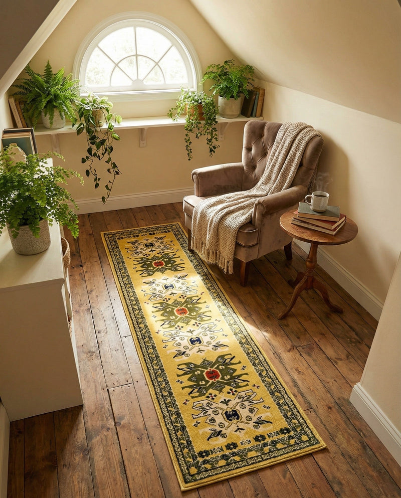 Tabriz Tapestries Collection Area Rug - Azerbaijan (Cream) Runner Cream  lifestyle 56