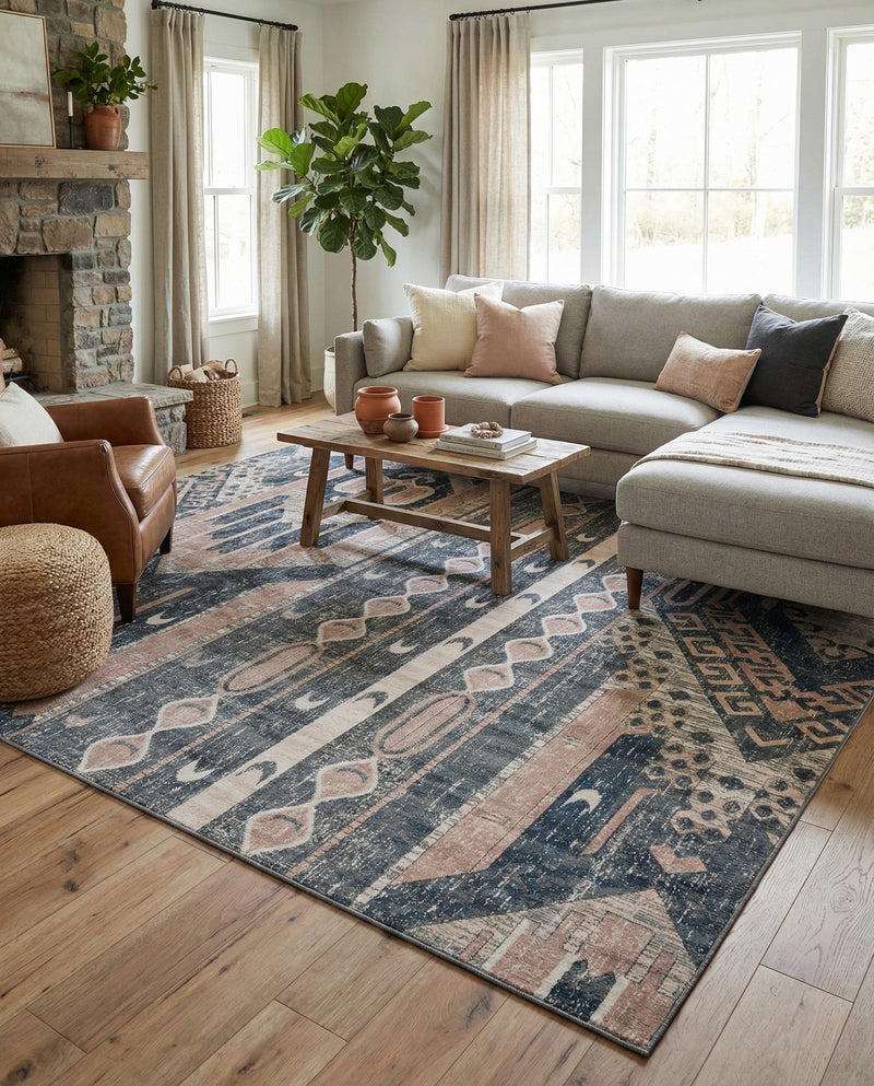 Cascade Range Collection Area Rug - Hood (Navy Blue) Rectangle Navy Blue  lifestyle 13