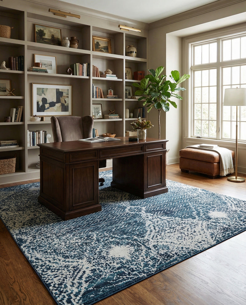 Aegean Elegance Washables Collection Area Rug -  Naxos Rectangle Navy Blue  lifestyle 30
