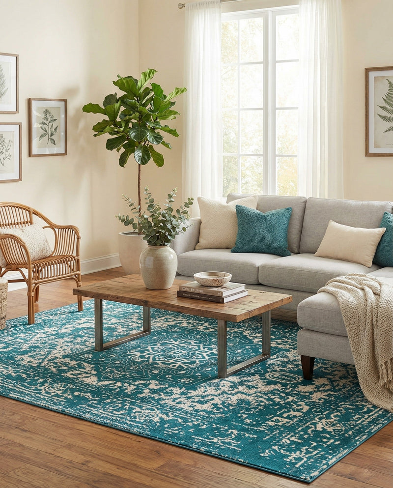 Georgetown Rugs Collection Area Rug - Dupont (Turquoise) Rectangle Turquoise  lifestyle 7