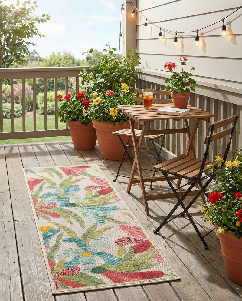 Outdoor Marrakesh Collection Area Rug -  Midelt Runner Multi  lifestyle 68