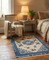 Bazaar Chic Collection Area Rug -  Casablanca Rectangle Ivory and Blue  lifestyle 5