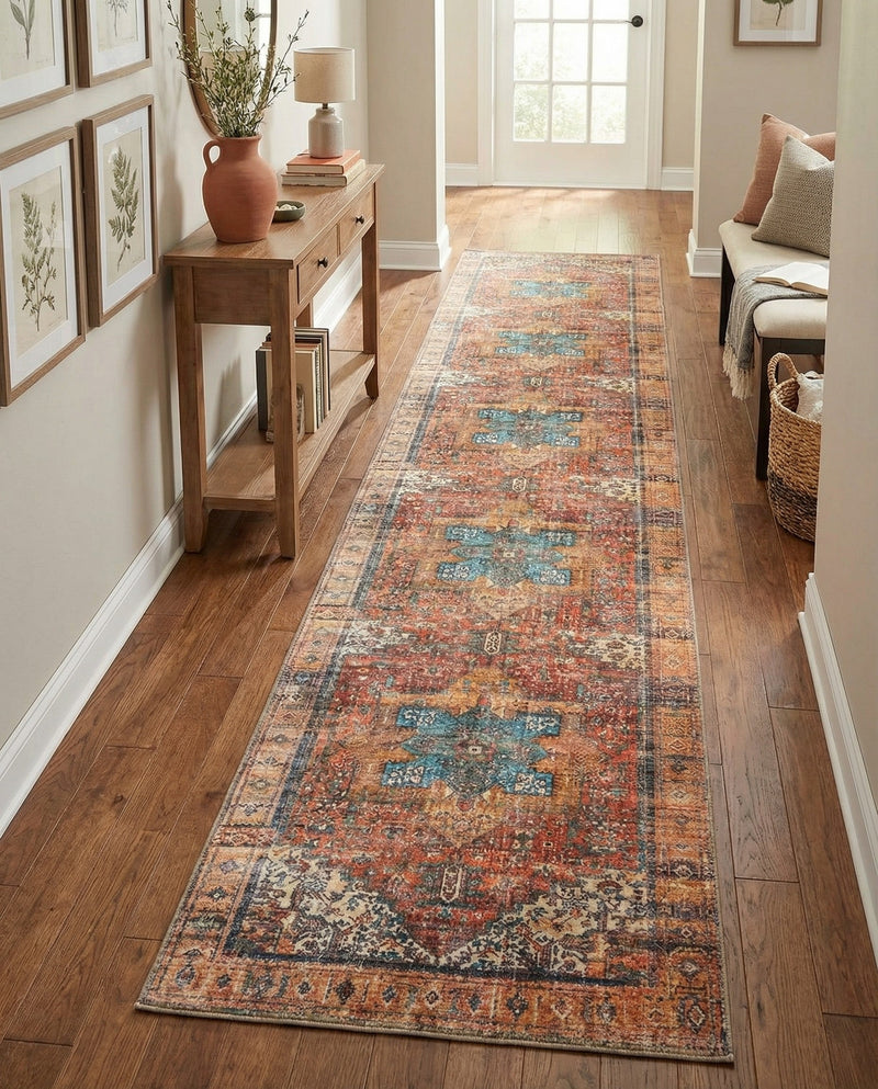 Heritage Elegance Collection Area Rug -  Windsor (Rust Red) Runner Rust Red  lifestyle 85