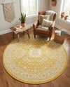 Tribal Terrace Treasures Collection Area Rug -  Incan Isle (Yellow) Round Yellow  lifestyle 60