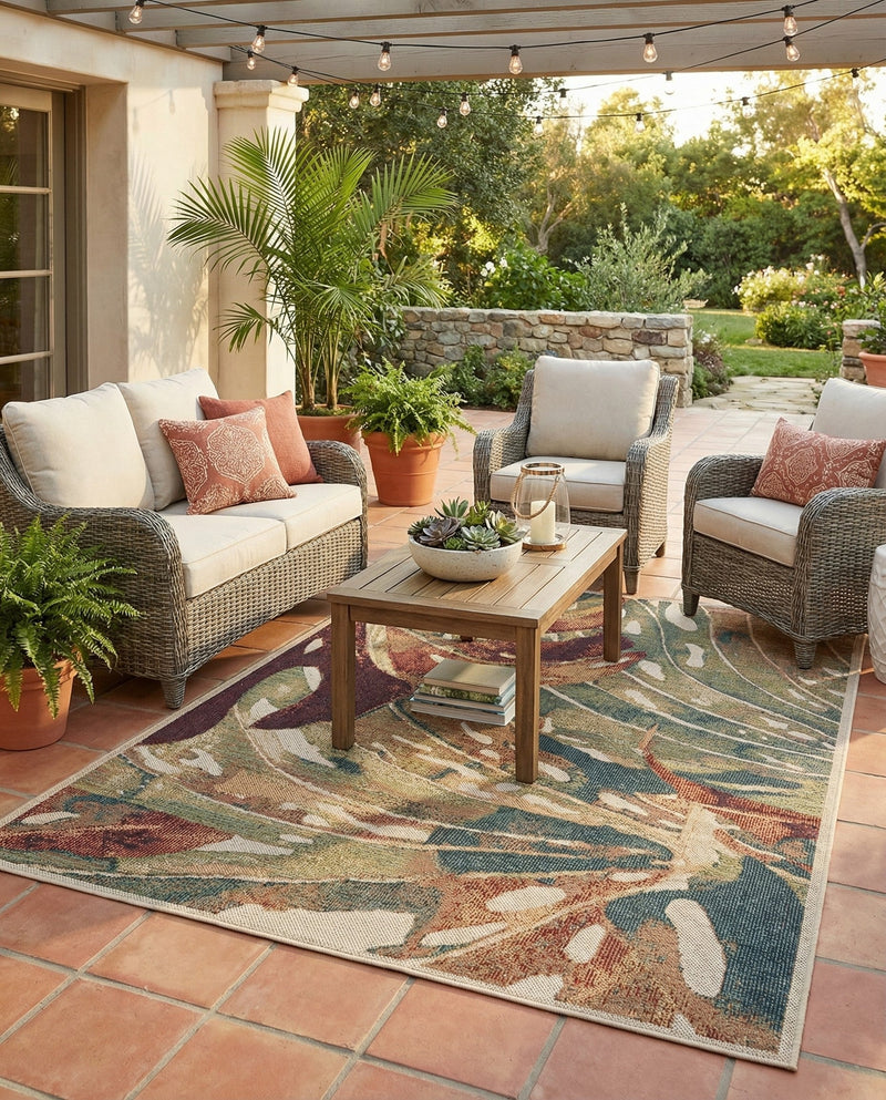 Coastal Terrace Collection Area Rug -  Wavecrest Rectangle Multi  lifestyle 35