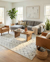 Mediterranean Lattice Collection Area Rug - Santorini (Ivory and Gray) Square Ivory and Gray  lifestyle 82