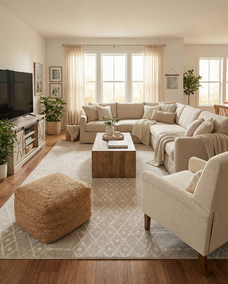 Marrakesh Lattice Collection Area Rug - Casablanca (Light Gray) Rectangle Light Gray  lifestyle 5
