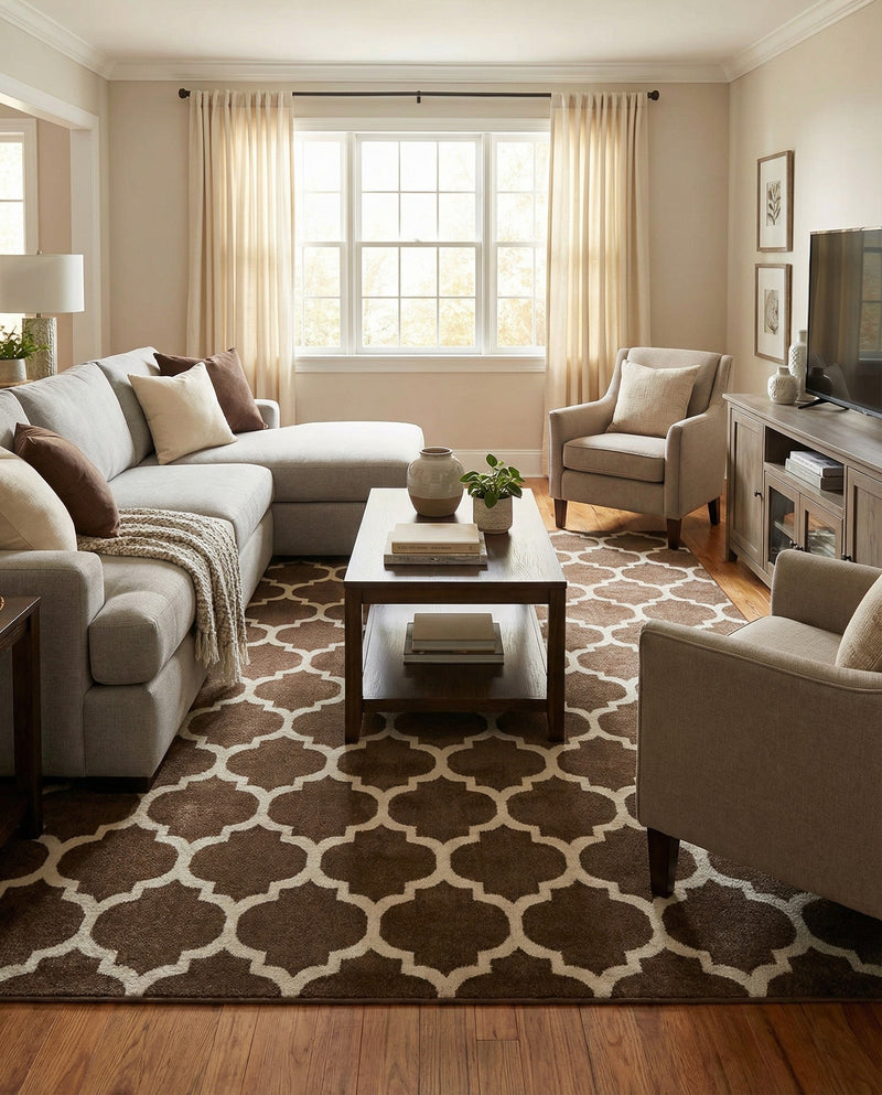 Lattice Gardens Collection Area Rug -  Bloomfield (Brown) Rectangle Brown  lifestyle 15