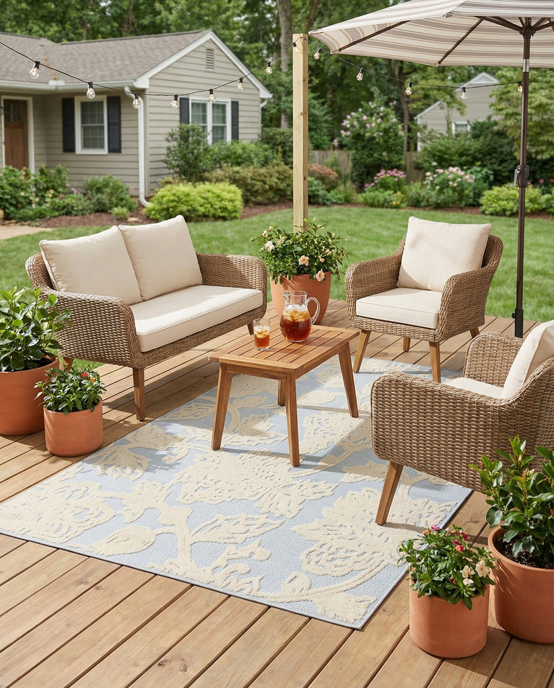 Bahama Breeze Outdoor Collection Area Rug -  Eleuthera Rectangle Gray  lifestyle 51