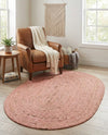 Woven Seaside Jute Collection Area Rug - Savannah (Light Pink) Oval Light Pink  lifestyle 49