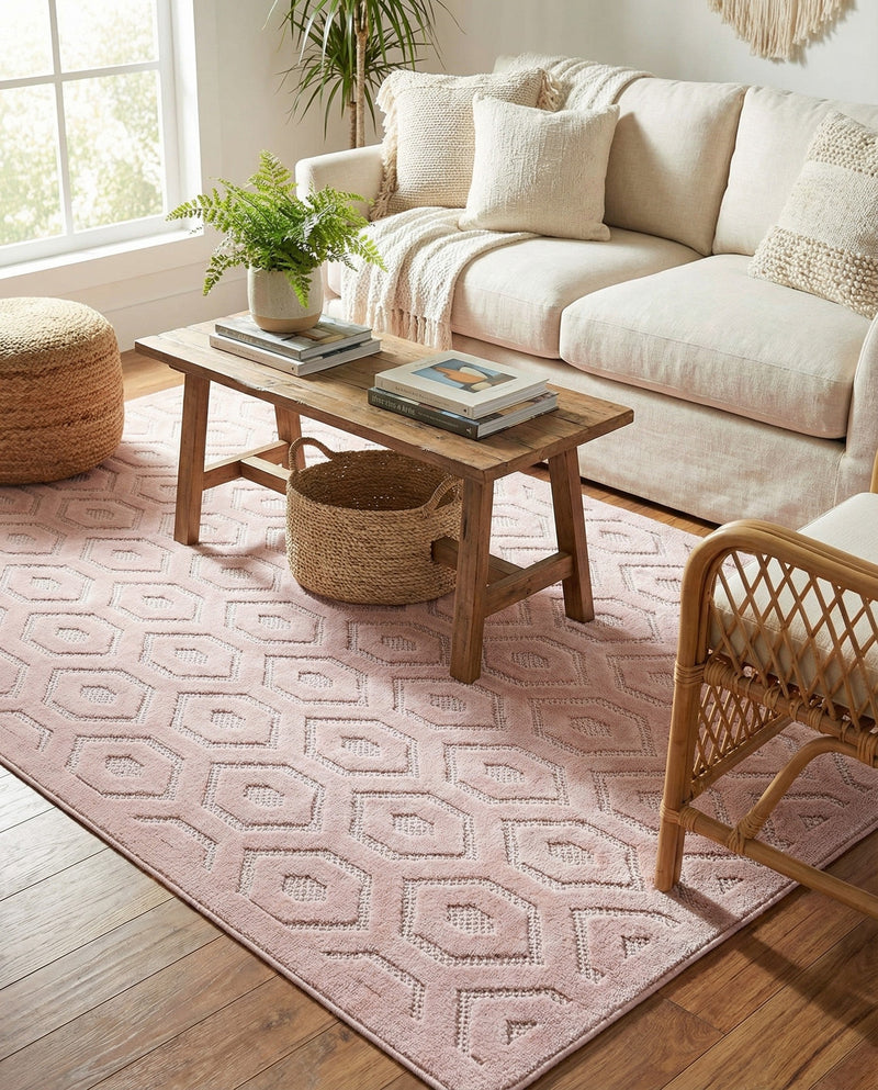 Garden Lattice Charm Collection Area Rug - Arbor (Pink) Rectangle Pink  lifestyle 7