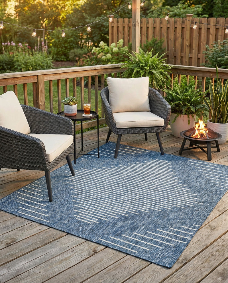 Urban Terrace Collection Area Rug -  Chelsea (Blue) Square Blue  lifestyle 55