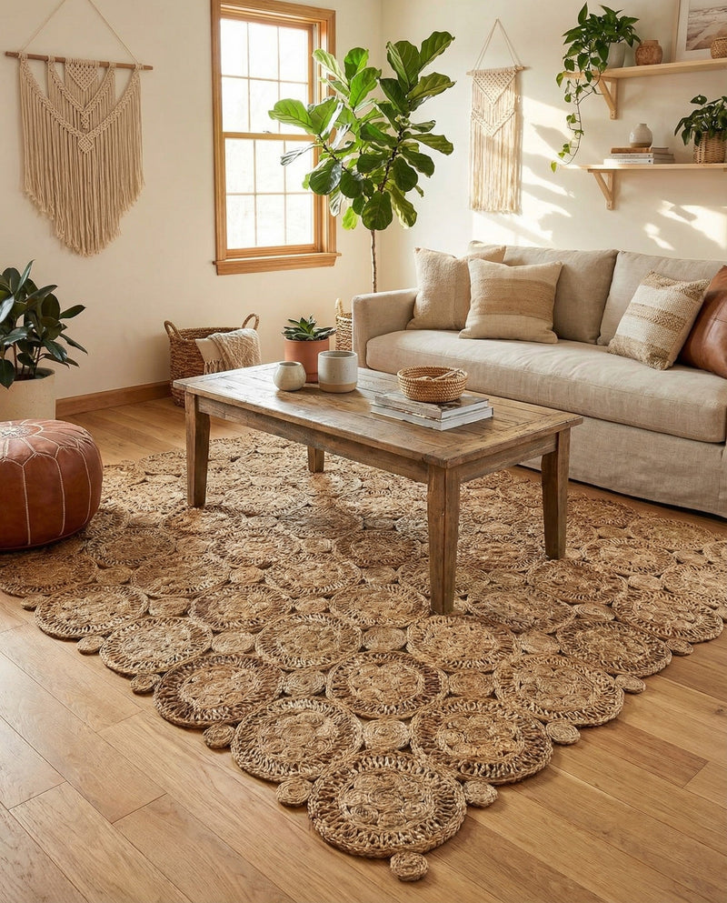 Woven Seaside Jute Collection Area Rug - Whittaker Square Natural  lifestyle 78