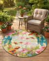 Seaside Blooms Collection Area Rug -  Amalfi Round Multi  lifestyle 14