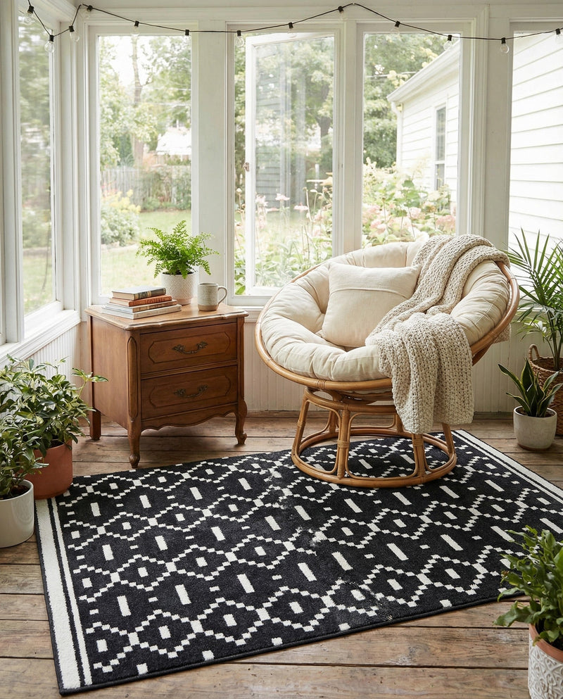 Copenhagen Edge Collection Area Rug -  Tivoli Rectangle Black  lifestyle 45