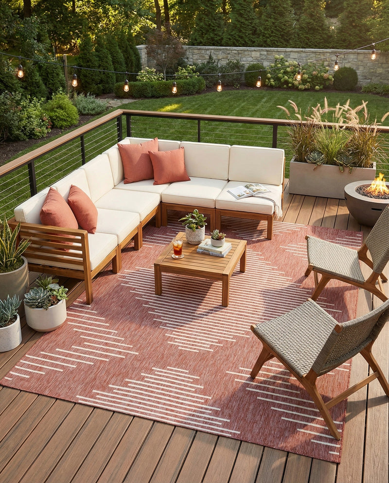 Urban Terrace Collection Area Rug -  Chelsea (Rust Red) Rectangle Rust Red  lifestyle 8