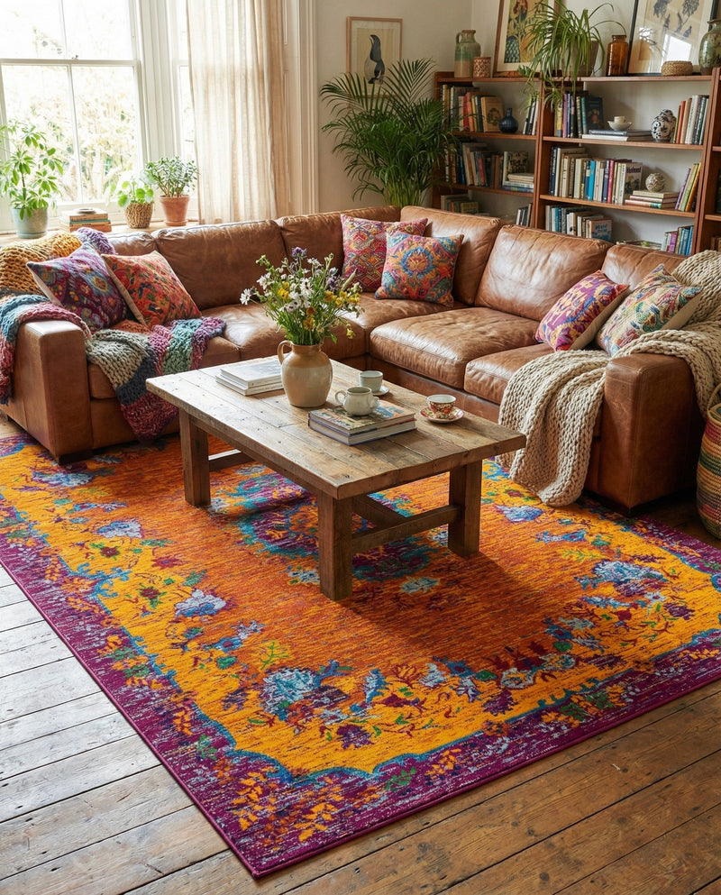 Caribbean Cove Collection Area Rug -  Nevis Rectangle Orange  lifestyle 23