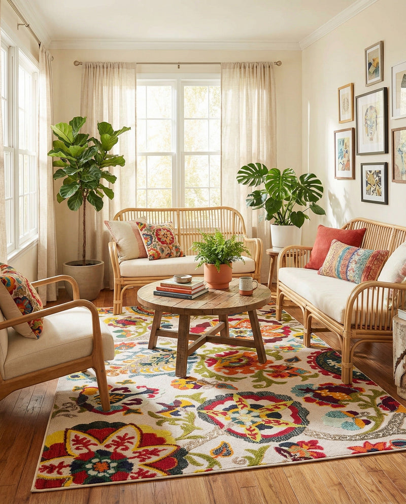 Outdoor Marrakesh Collection Area Rug - Fes Rectangle Multi Beige  lifestyle 54
