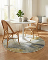 Seaside Blooms Collection Area Rug -  Blossom Round Gray Ivory Yellow  lifestyle 76