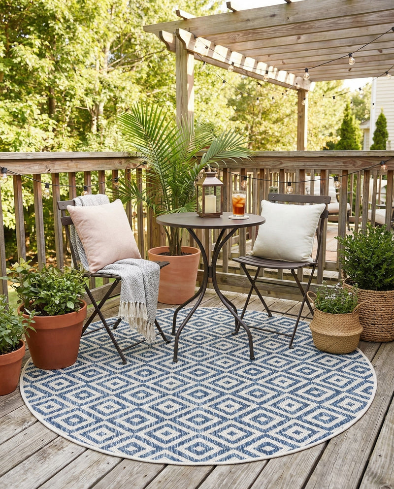 Urban Oasis Rugs Collection Area Rug -  Rooftop (Blue) Round Blue  lifestyle 57