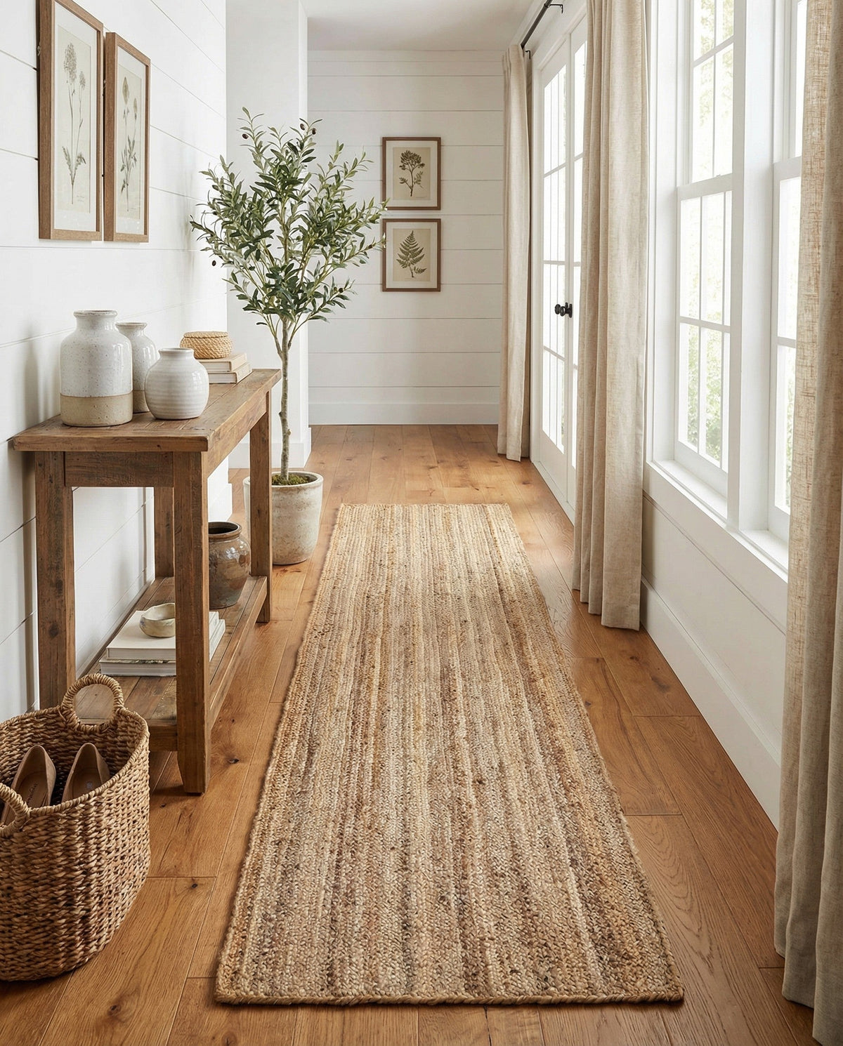 Woven Seaside Jute Collection Area Rug - Savannah (Natural) Runner Natural  lifestyle 128