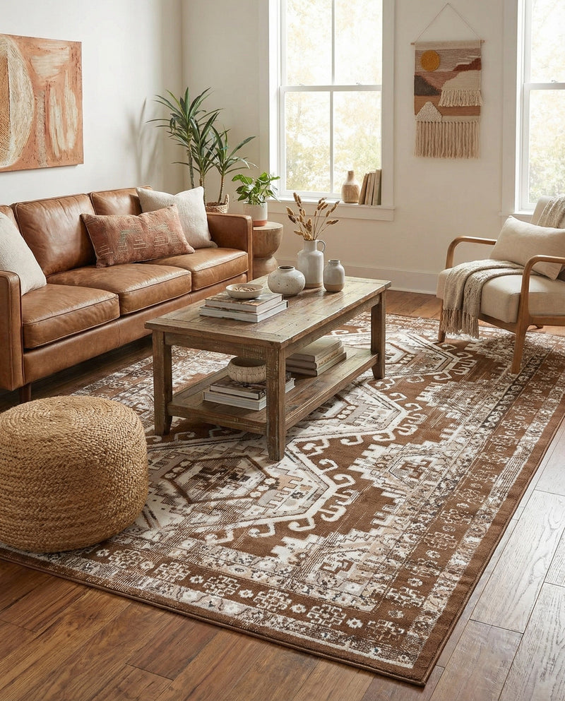 Savannah Elegance Collection Area Rug -  Tybee (Brown) Rectangle Brown  lifestyle 9