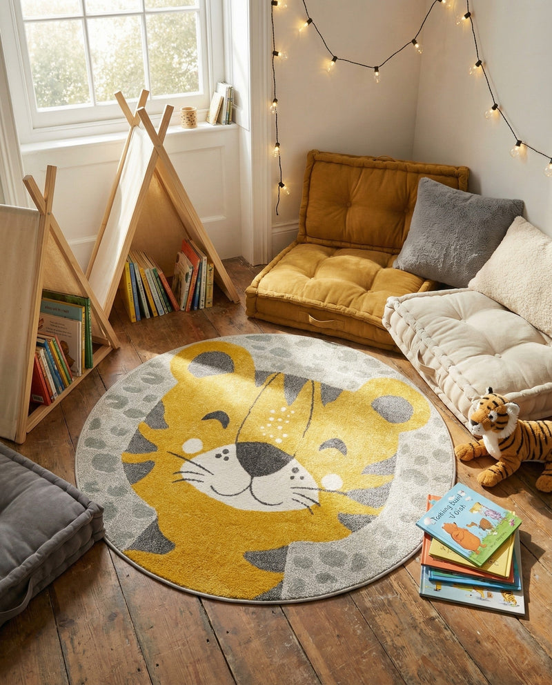 Wonder Tykes Collection Area Rug -  Doodle Round Gray  lifestyle 7