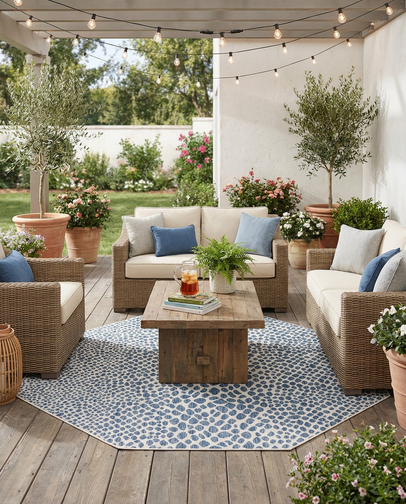 Urban Oasis Rugs Collection Area Rug -  Terrace (Blue) Octagon Blue  lifestyle 47