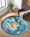 Urban Terrace Collection Area Rug -  Pergola Round Blue  lifestyle 56