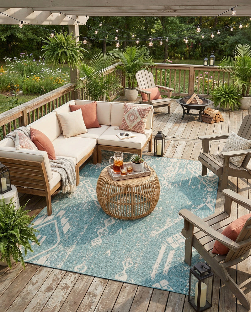 Desert Nomad Terrace Collection Area Rug - Sahara (Light Aqua) Rectangle Light Aqua  lifestyle 19