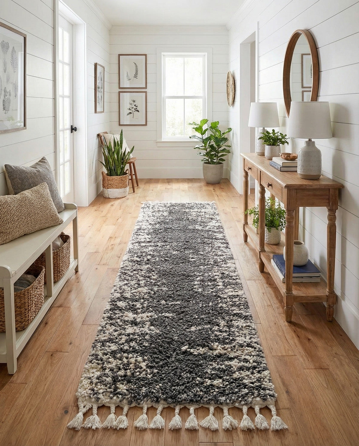 Tranquil Tides Shag Collection Area Rug - Marina Runner Gray  lifestyle 121