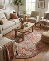 Seville Stripes Collection Area Rug -  Cordoba (Brick Red) Oval Brick Red  lifestyle 69