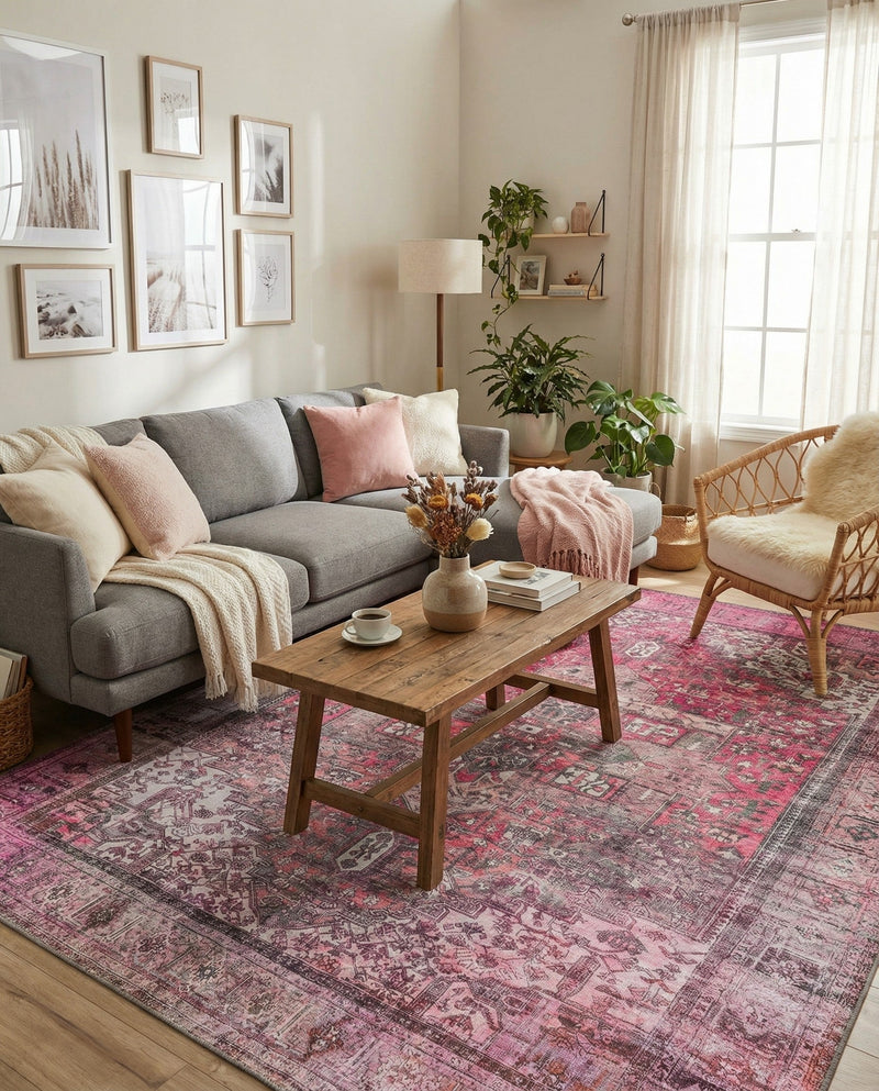 Heritage Elegance Collection Area Rug -  Windsor (Pink) Rectangle Pink  lifestyle 10