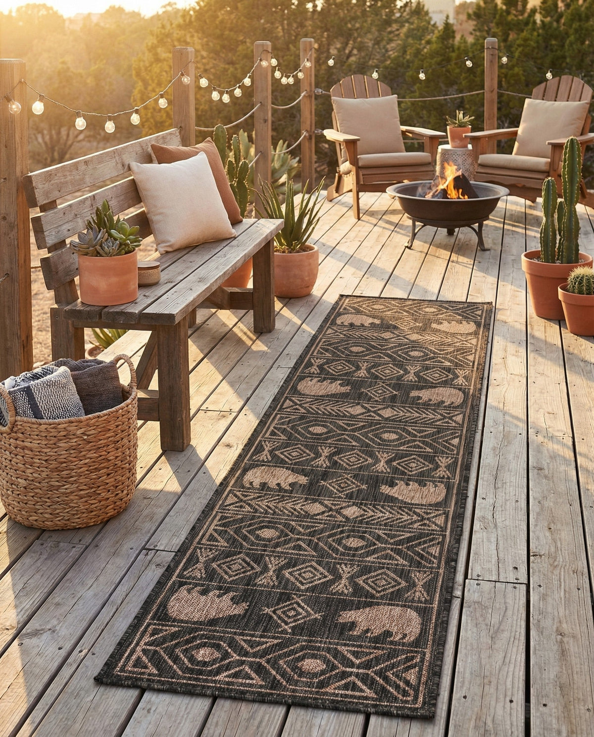 Mesa Oasis Rugs Collection Area Rug - Sundown Runner Black  lifestyle 149