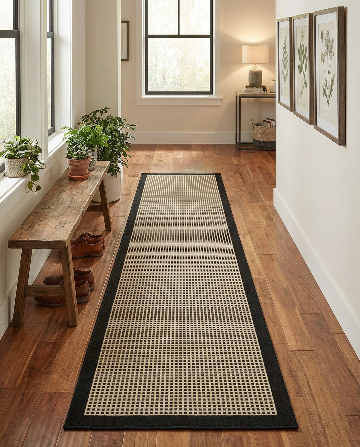 Terrace Fringe Collection Area Rug - Oceanside Runner Black  lifestyle 66