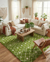 Berber Lattice Shag Collection Area Rug - Atlas (Green) Rectangle Green  lifestyle 5