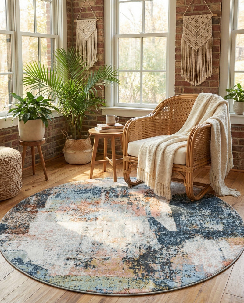 Aegean Elegance Washables Collection Area Rug -  Hydra Round Multi  lifestyle 72