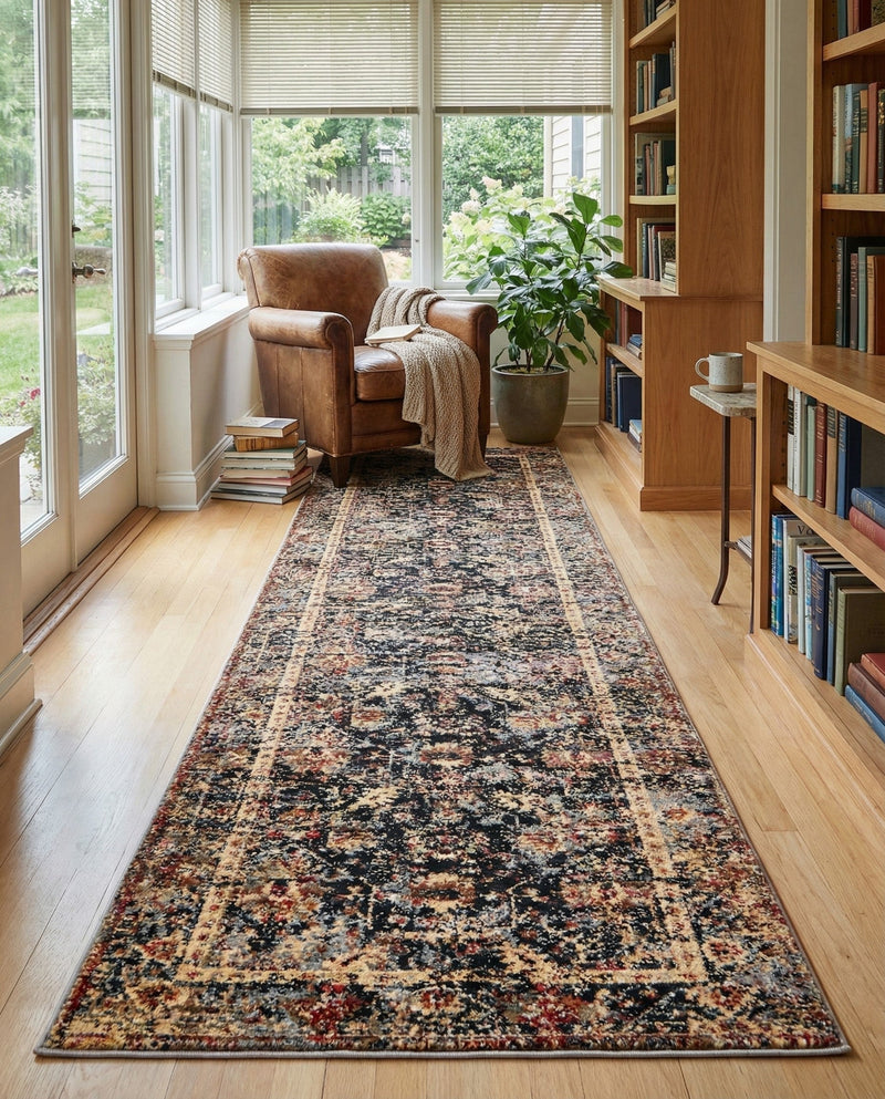 Neptune Elegance Collection Area Rug -  Galatea (Black) Runner Black  lifestyle 61