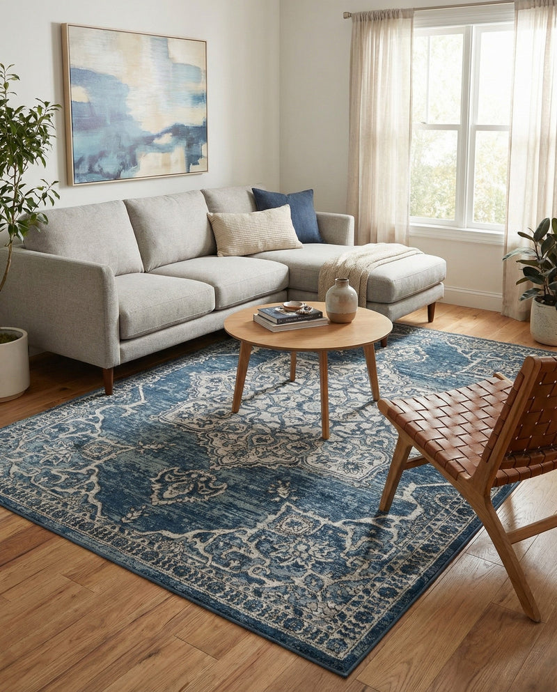 Mykonos Manor Collection Area Rug -  Tinos (Blue) Rectangle Blue  lifestyle 27
