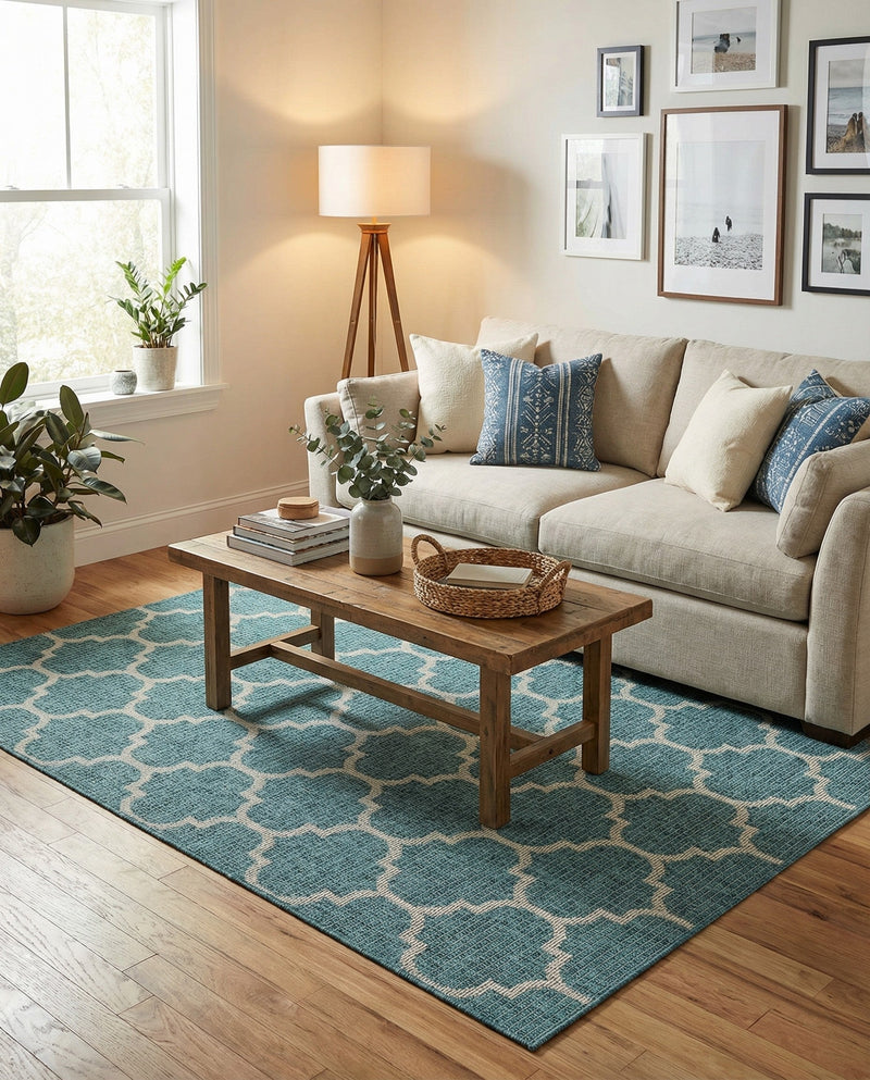 Savannah Pergola Collection Area Rug - Arbor (Teal) Rectangle Teal  lifestyle 11
