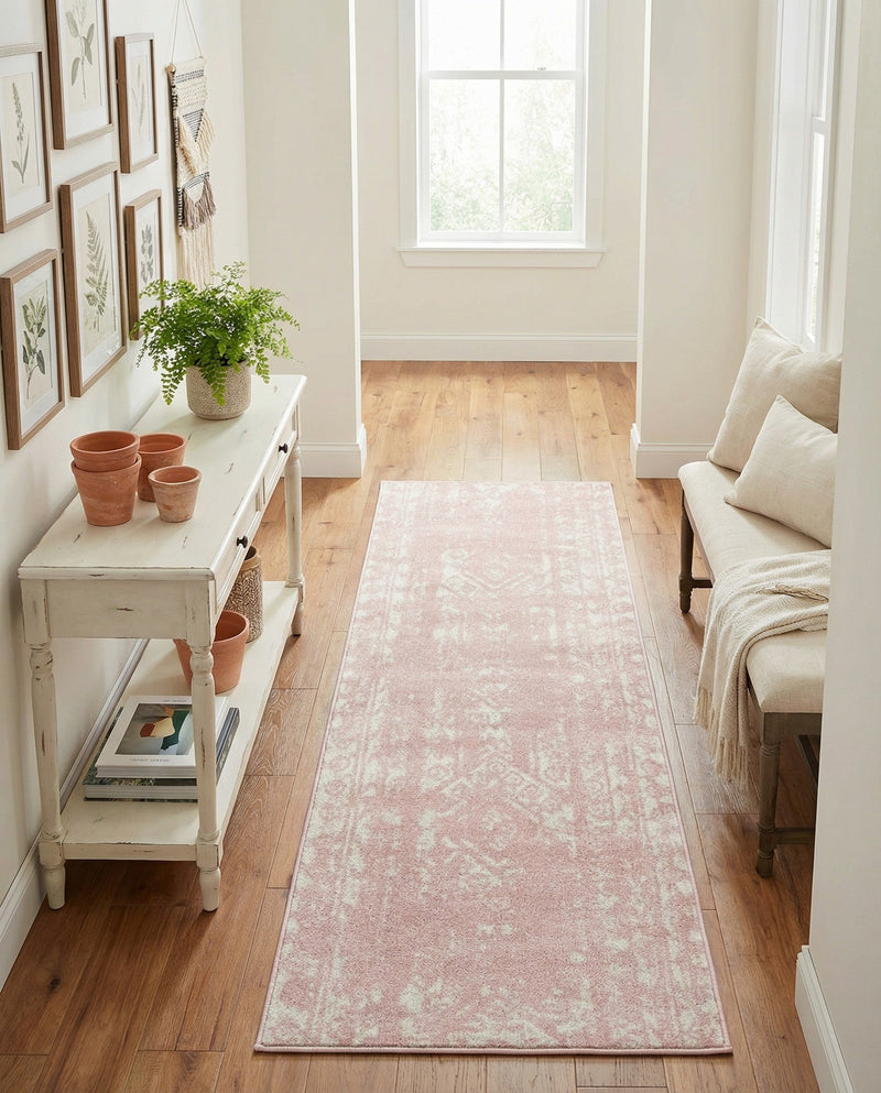 Brighton Stripes Collection Area Rug - Sussex (Pink) Runner Pink  lifestyle 58