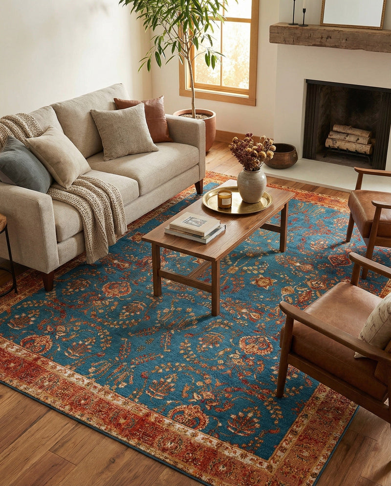 Patio Heritage Collection Area Rug -  Pavilion Rectangle Navy Blue  lifestyle 20