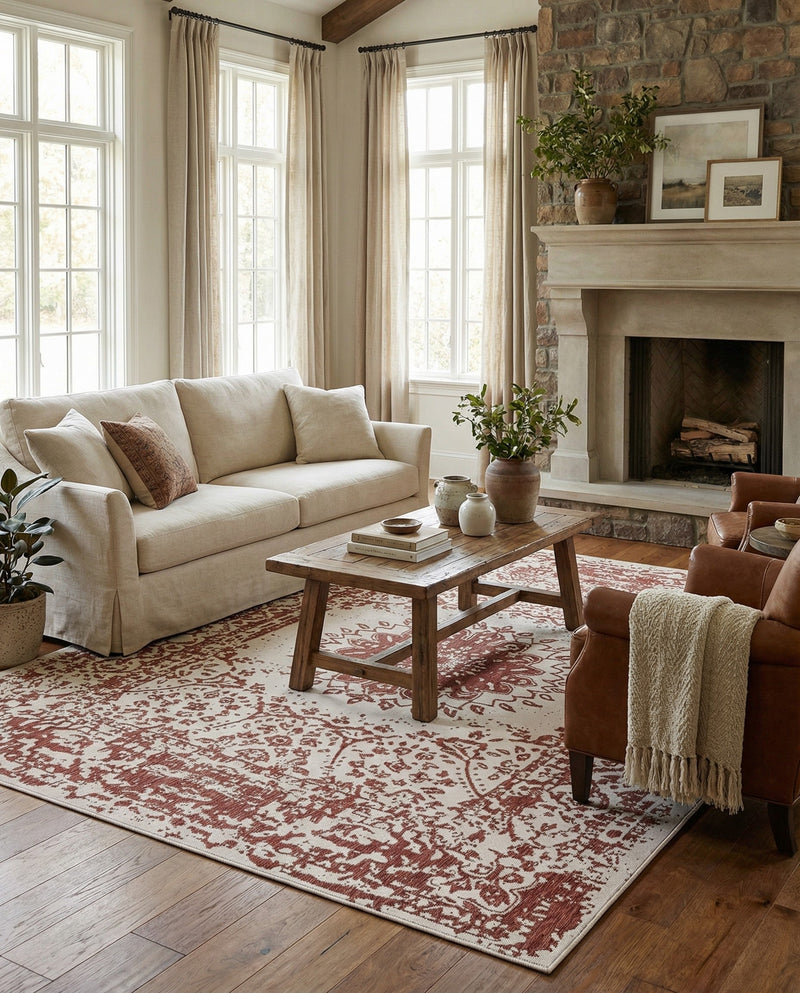 Patio Heritage Collection Area Rug -  Lafayette (Rust Red) Rectangle Rust Red  lifestyle 12
