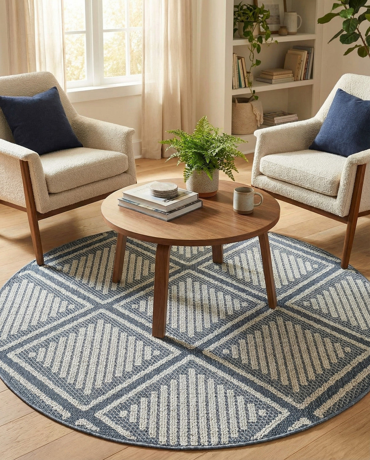 Savannah Pergola Collection Area Rug -  Eden Round Navy Blue  lifestyle 171