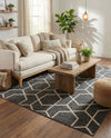 Geo Garden Lattice Collection Area Rug - Savannah Rectangle Charcoal Gray  lifestyle 40