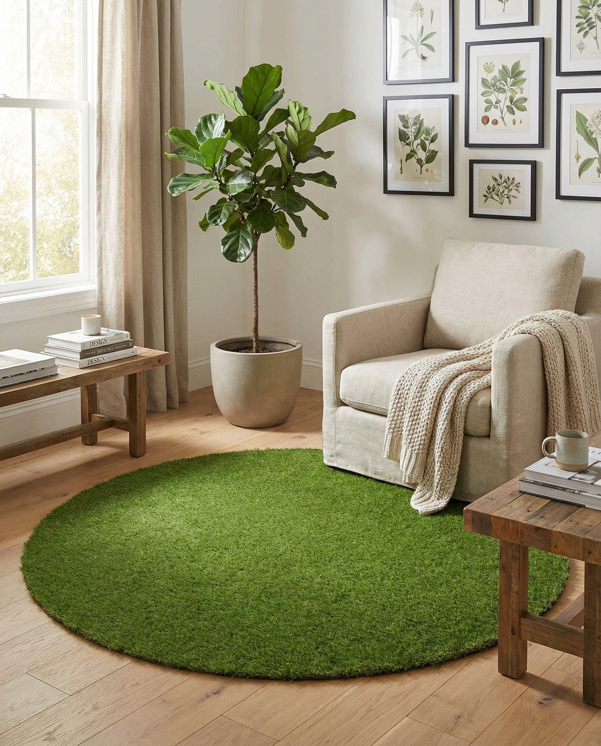 Meadow Retreat Collection Area Rug - Glen Round Green  lifestyle 142