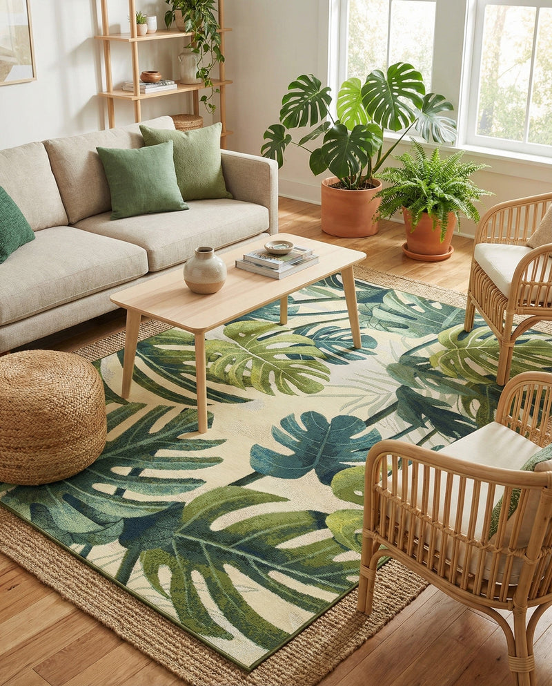 Seaside Blooms Collection Area Rug -  Ivy Rectangle Green  lifestyle 39