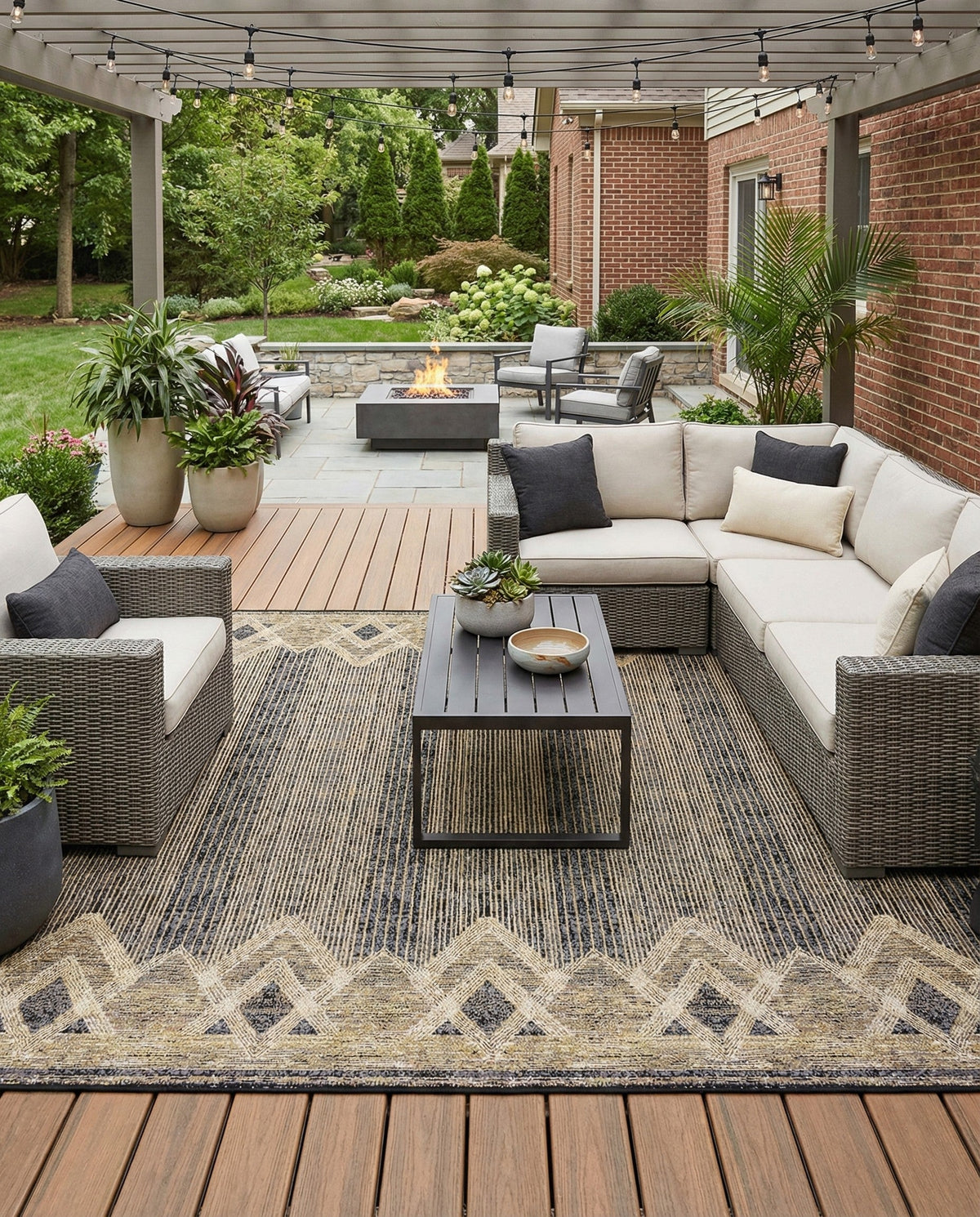 Urban Terrace Collection Area Rug -  Loft Square Charcoal  lifestyle 87