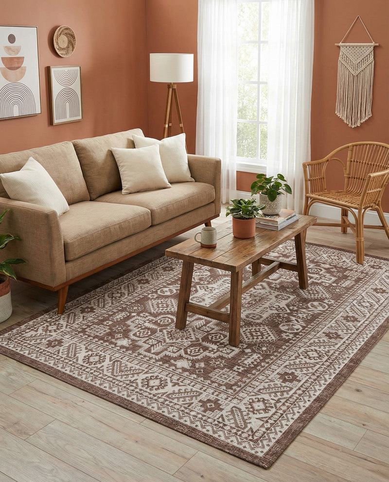 Tribal Terrace Treasures Collection Area Rug -  Incan Isle (Brown) Rectangle Brown  lifestyle 22